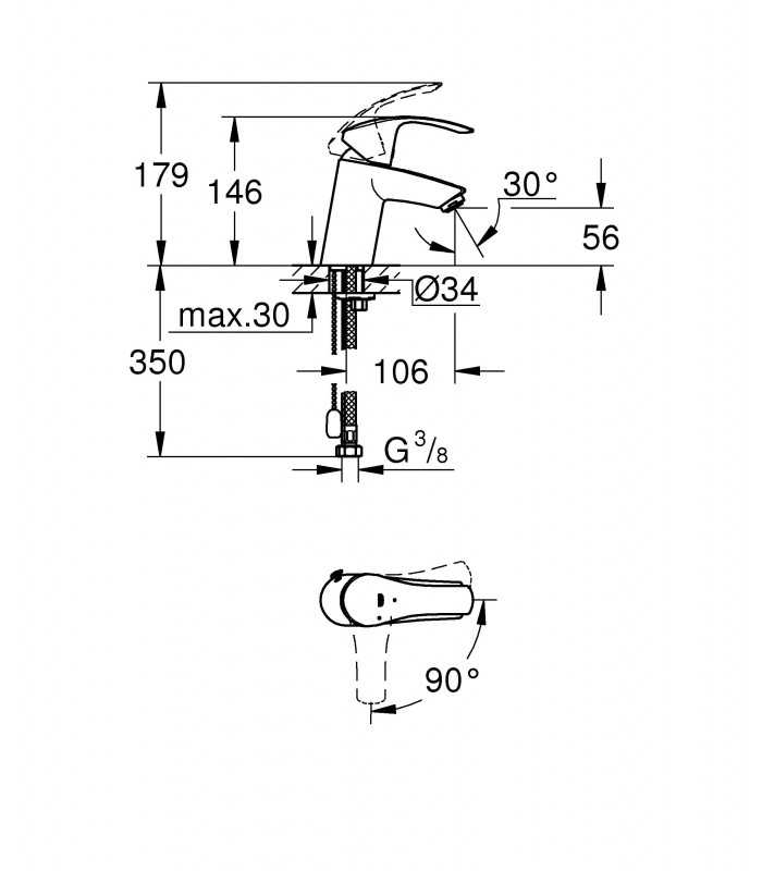 Compra online Grohe Eurosmart Monomando de lavabo 1/2" Tamaño S (Ref. 23372002) en oferta al mejor precio