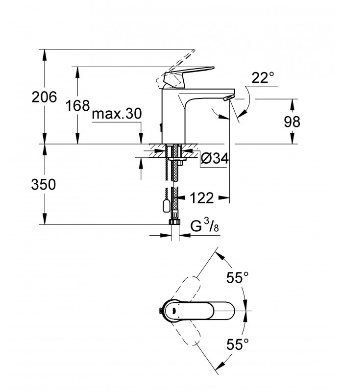 Compra online Torneira de banheiro Grohe Eurosmart Cosmo lavatório 35mm com corrente Eco M en oferta al mejor precio