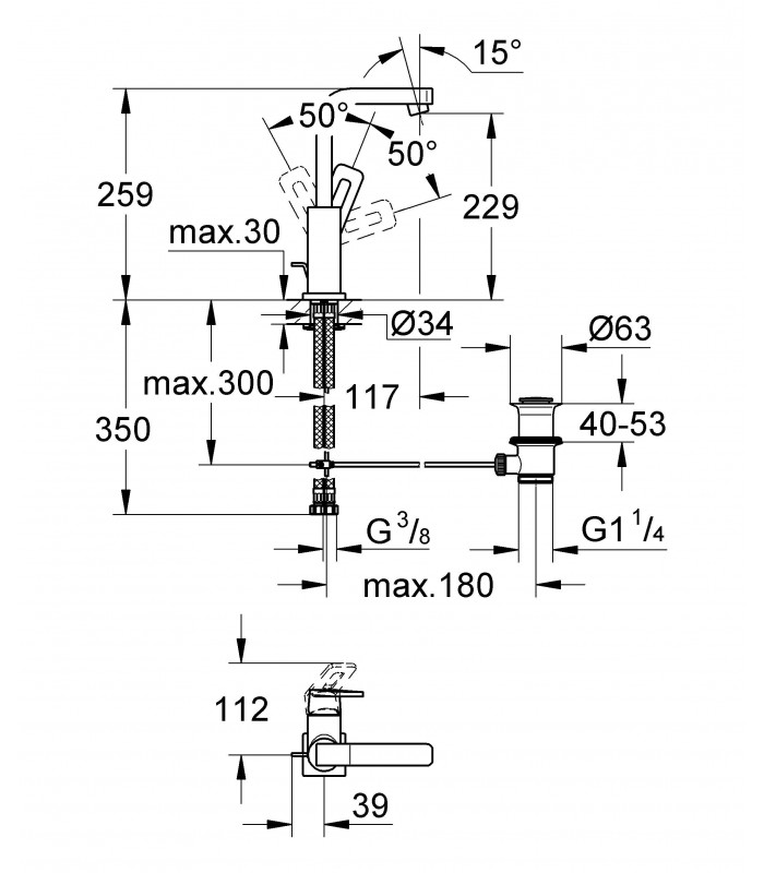 Compra online Grifería para baño Grohe Quadra monomando de lavabo 35mm c/alto vaciador L en oferta al mejor precio