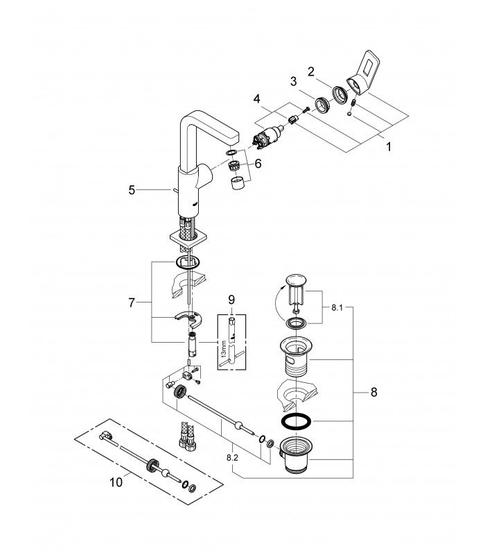 Compra online Grifería para baño Grohe Quadra monomando de lavabo 35mm c/alto vaciador L en oferta al mejor precio