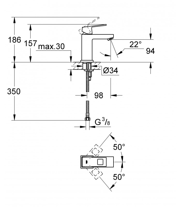 Compra online Torneira de banheiro Grohe Eurocube lavatório 28mm corpo liso S en oferta al mejor precio