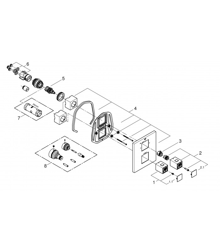 Compra online Termostato Grohe GTH Cube Termostato Emp baño ducha Aquad en oferta al mejor precio