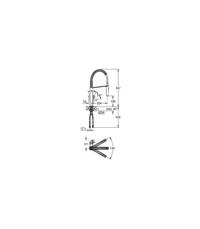 Compra online Torneira de cozinha semiprofissional Grohe Eurocube (31395000) en oferta al mejor precio