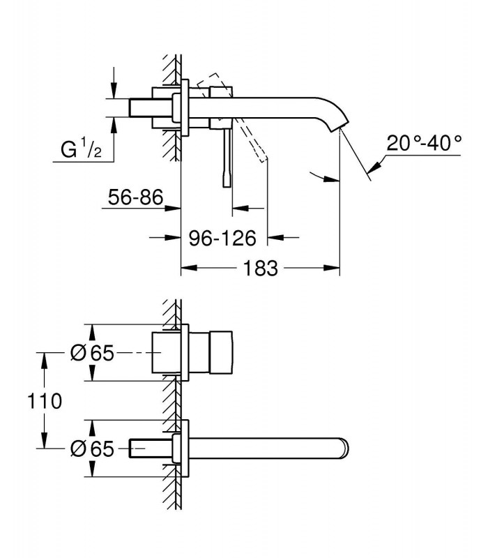 Compra online Grifo empotrado Grohe Essence, caño 183mm, M (19408001) en oferta al mejor precio