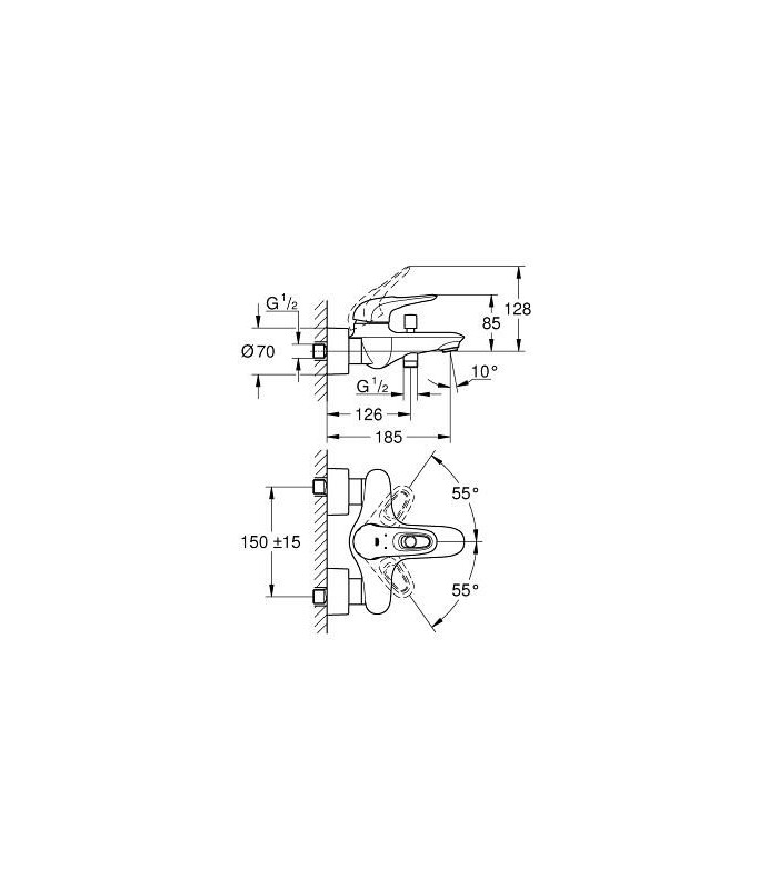 Compra online Misturador de banheira e chuveiro Grohe Eurostyle 1/2" (33591003) en oferta al mejor precio