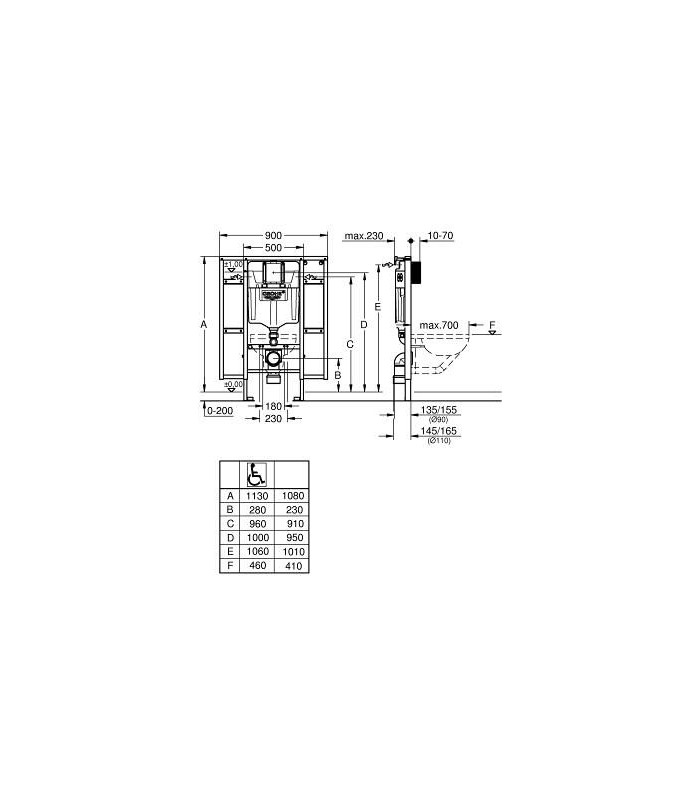 Compra online Grohe Rapid SL para WC 1,13 m com módulo para deficientes (39140000) en oferta al mejor precio