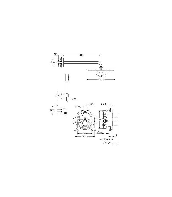 Compra online Conjunto de chuveiro completo Grohe Grohtherm 3000 Cosmopolitan (34630000) en oferta al mejor precio