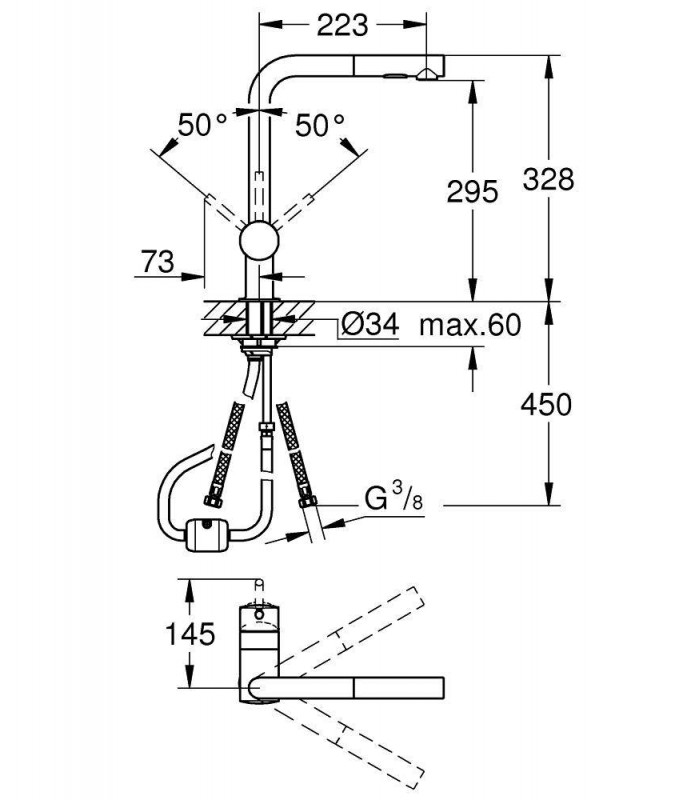 Compra online Grifo cocina con teleducha Grohe Minta (30274000) en oferta al mejor precio