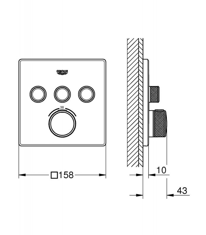 Compra online Grohe Grohtherm SmartControl - Termostato para chuveiro ou banheira com instalação oculta e três válvulas (Ref. 29126000) en oferta al mejor precio