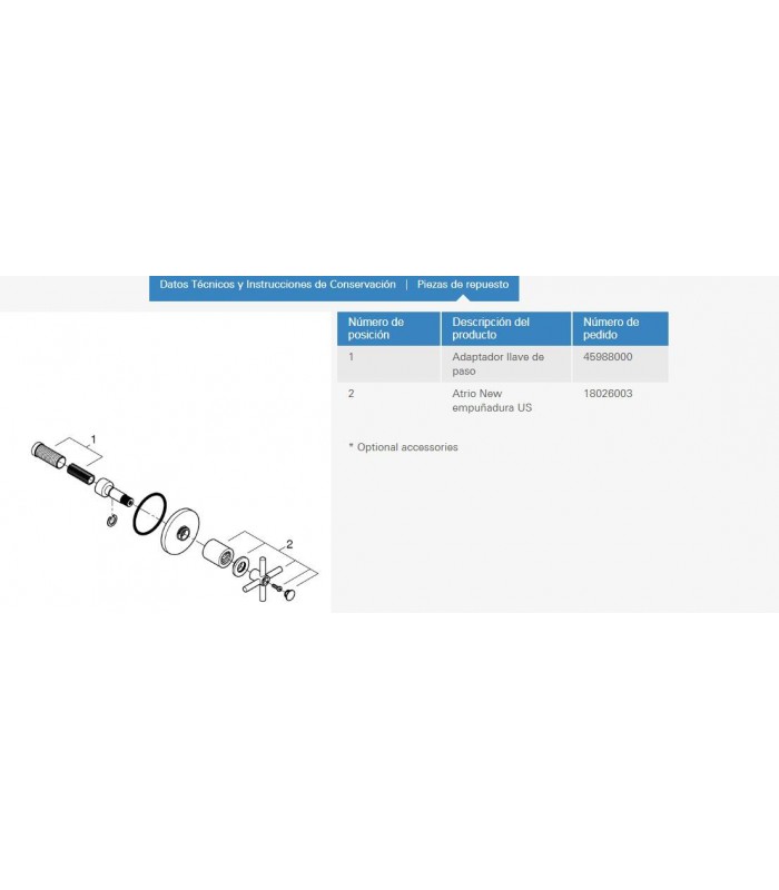 Compra online Atrio New Parte exterior de llave de paso con maneta en cruz Grohe (19069003) en oferta al mejor precio