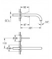 Atrio New Monomando de lavabo mural S-Size 220mm joystick Grohe (19918003)