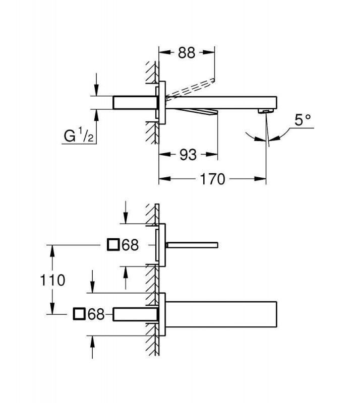 Compra online Lavatório suspenso Eurocube Joy monom L 170mm Grohe (19997000) en oferta al mejor precio