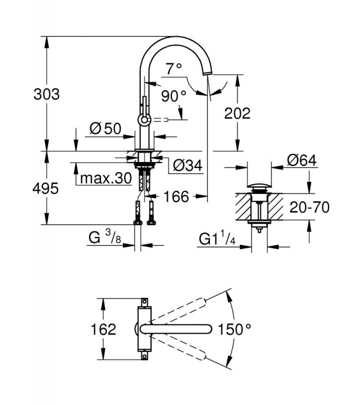 Compra online Atrio New Misturador monocomando para lavatório 1/2" L-Size alavanca Grohe (21022DC3) en oferta al mejor precio