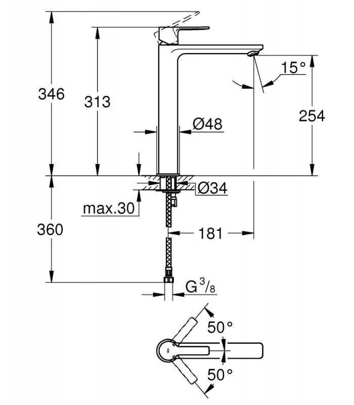 Compra online Lineare monom lavabo XL cuerpo liso DC Supersteel mate Grohe (23405DC1) en oferta al mejor precio