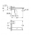 Lavatório linear monom bica de parede 215 mm DC Supersteel mate Grohe (23444DC1)