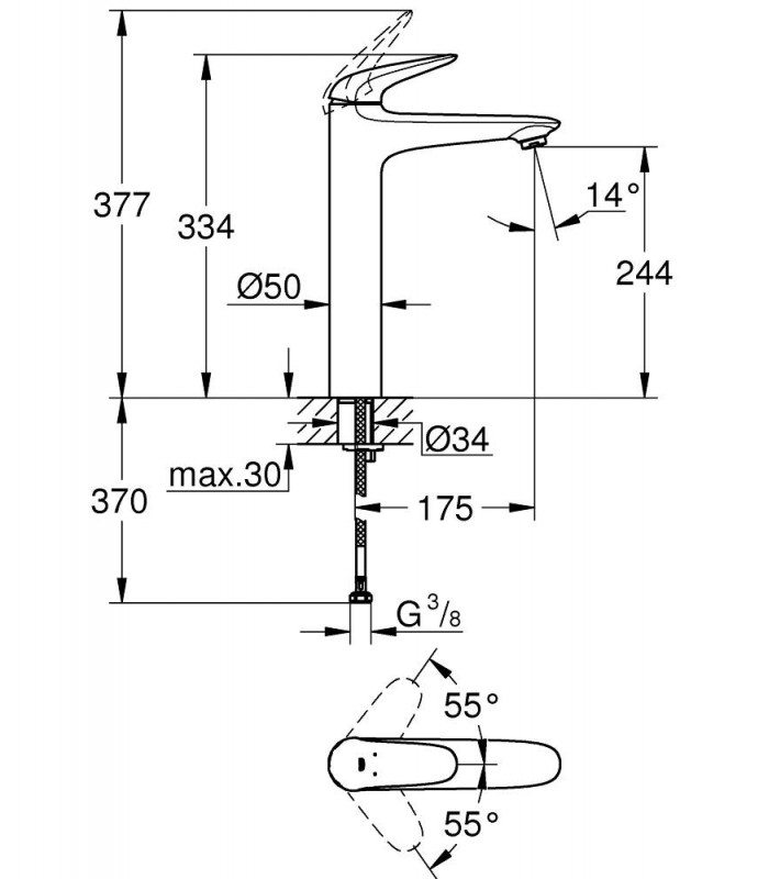 Compra online Eurostyle New monomando lavabo XL solid cuerpo liso Grohe (23719LS3) en oferta al mejor precio