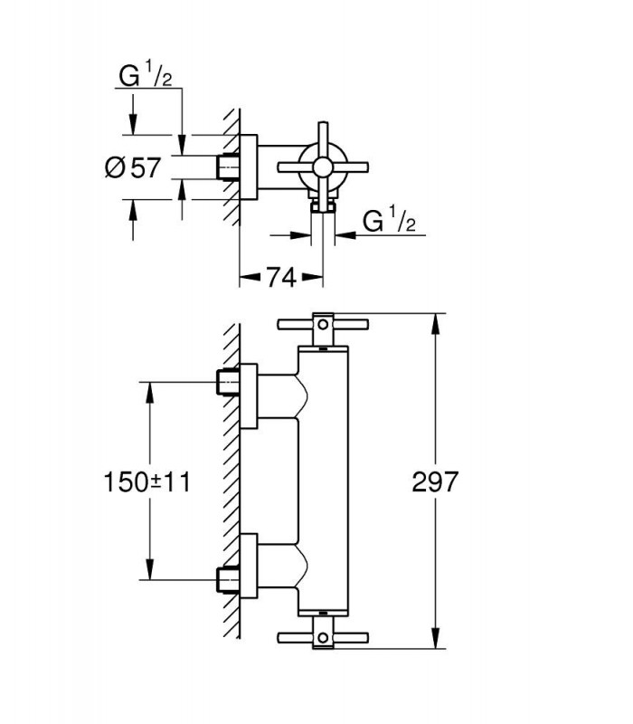 Compra online Atrio New 1/2" misturador de chuveiro visível com manípulo em cruz Grohe (26003DC3) en oferta al mejor precio