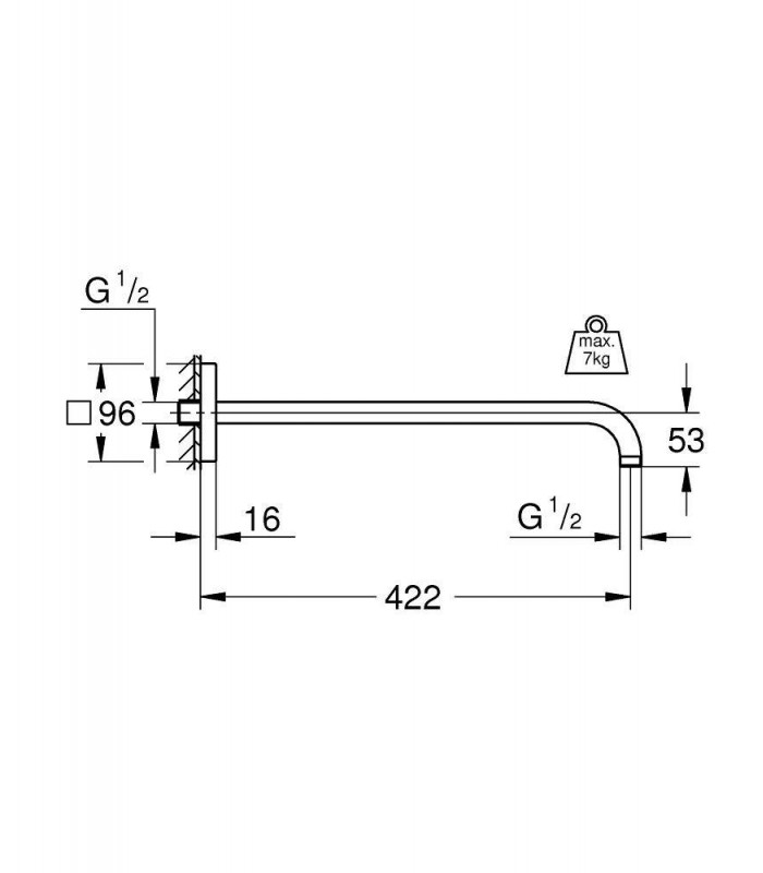 Compra online Brazo de ducha 422mm con floron cuadrado Grohe (26145000) en oferta al mejor precio