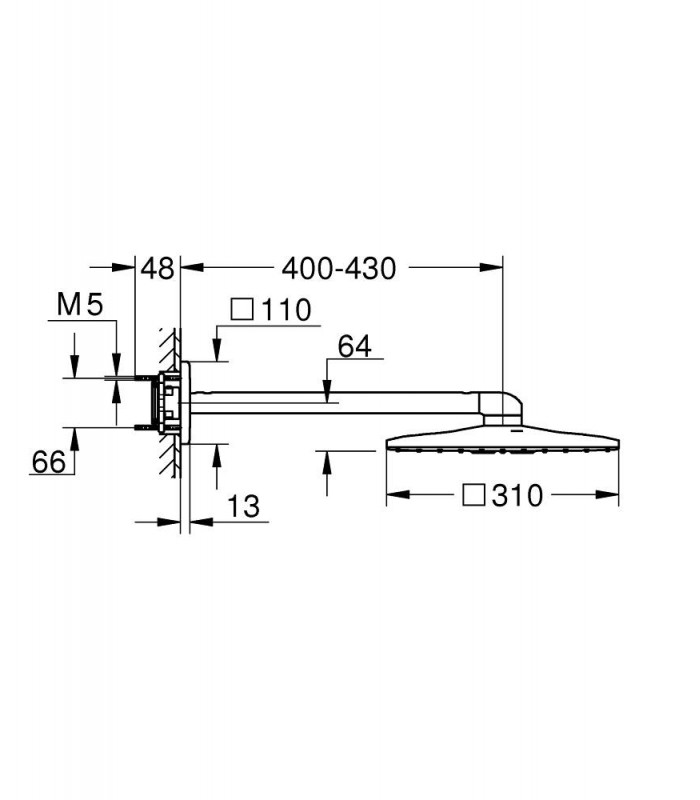 Compra online Conjunto de ducha mural 430mm Grohe Rainshower SmartActive 310 Cube, 2 chorros 26479000 en oferta al mejor precio