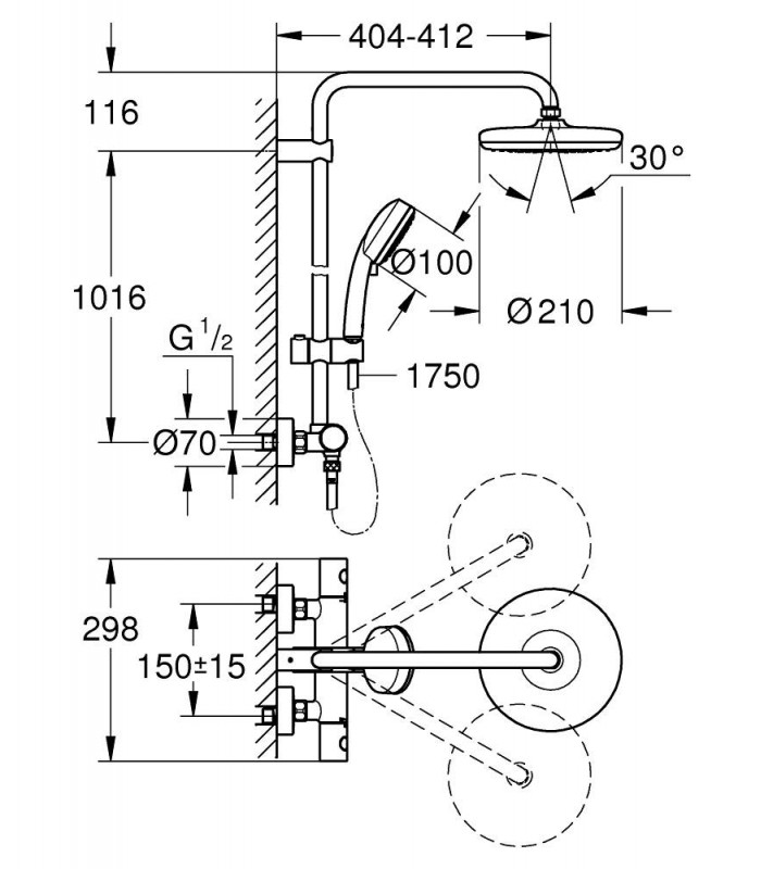 Compra online Grohe Tempesta Cosmopolitan 210 - Sistema de ducha con termostato, alcachofa de 210 mm y teleducha de 100 mm en oferta al mejor precio