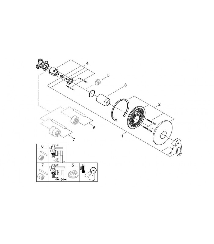 Compra online Bauloop Monom ducha empotrado incluye parte interior Grohe (29080000) en oferta al mejor precio