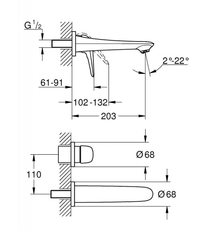 Compra online Eurostyle New Lav mural solid caño 171 Grohe (29097003) en oferta al mejor precio