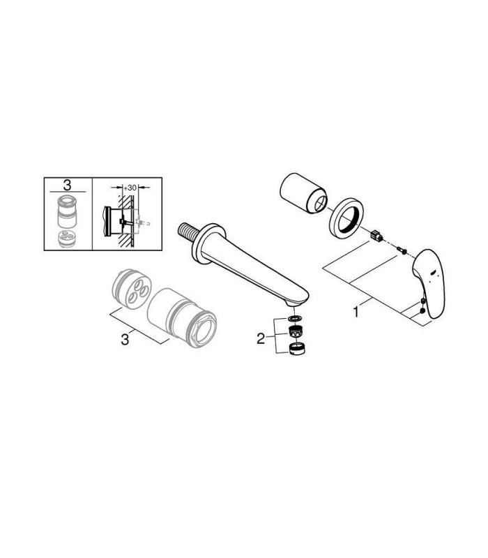 Compra online Eurostyle New Lav mural solid caño 171 Grohe (29097003) en oferta al mejor precio