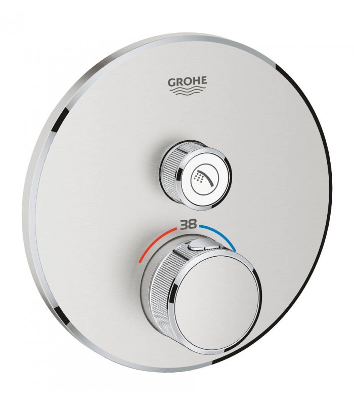 Compra online Termostato Smartcontrol 1 salida redondo Supersteel mate Grohe (29118DC0) en oferta al mejor precio