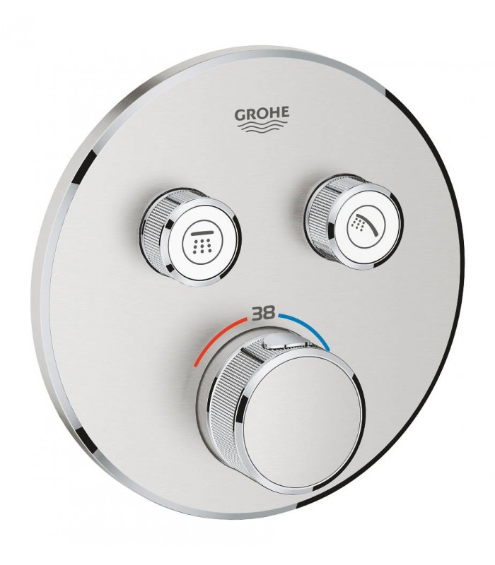 Compra online Termostato Smartcontrol 2 salidas redondo Supersteel mate Grohe (29119DC0) en oferta al mejor precio