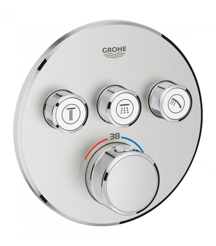 Compra online Termostato Smartcontrol 3 salidas redondo Supersteel mate Grohe (29121DC0) en oferta al mejor precio
