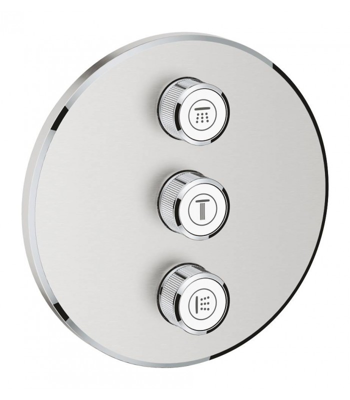 Compra online Desviador Grohe de 3 válvulas Smartcontrol redondo Supersteel mate (29122DC0) en oferta al mejor precio