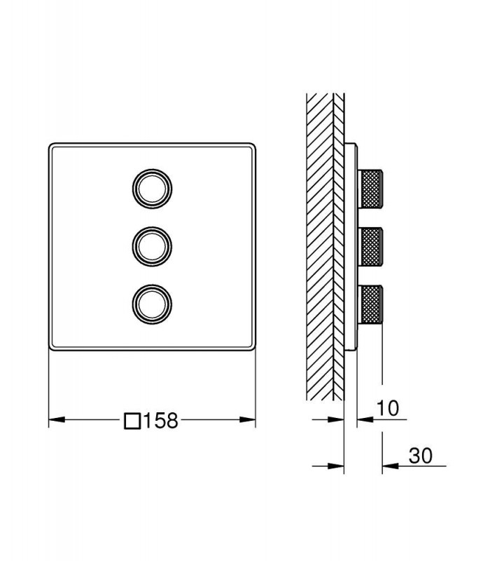 Compra online Grohe Grohtherm SmartControl Placa con triple llave de paso Cuadrado (Ref. 29127000) en oferta al mejor precio
