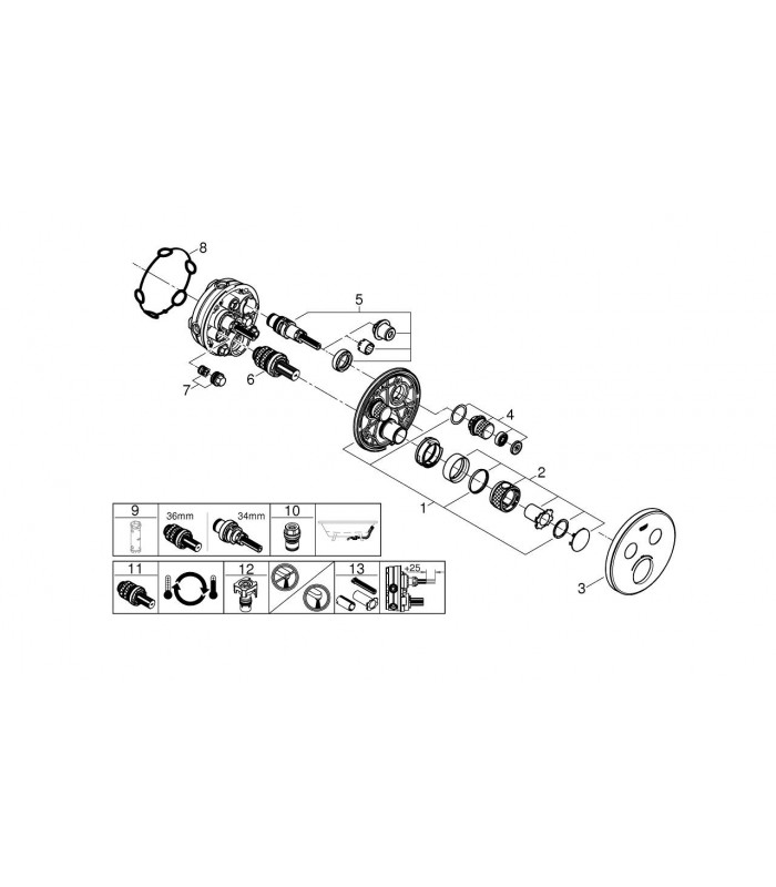 Compra online Termostato Grohe SmartControl 2, vidro branco redondo (29151LS0) en oferta al mejor precio