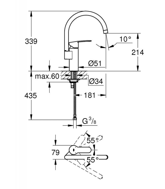 Compra online Eurostyle monom de fregadero caño alto Grohe (30221002) en oferta al mejor precio
