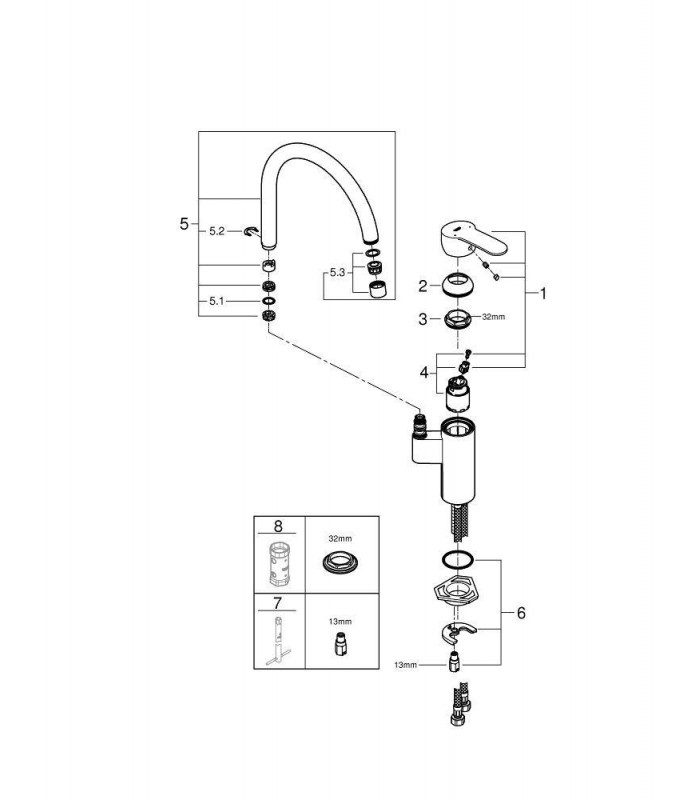 Compra online Eurostyle monom de fregadero caño alto Grohe (30221002) en oferta al mejor precio