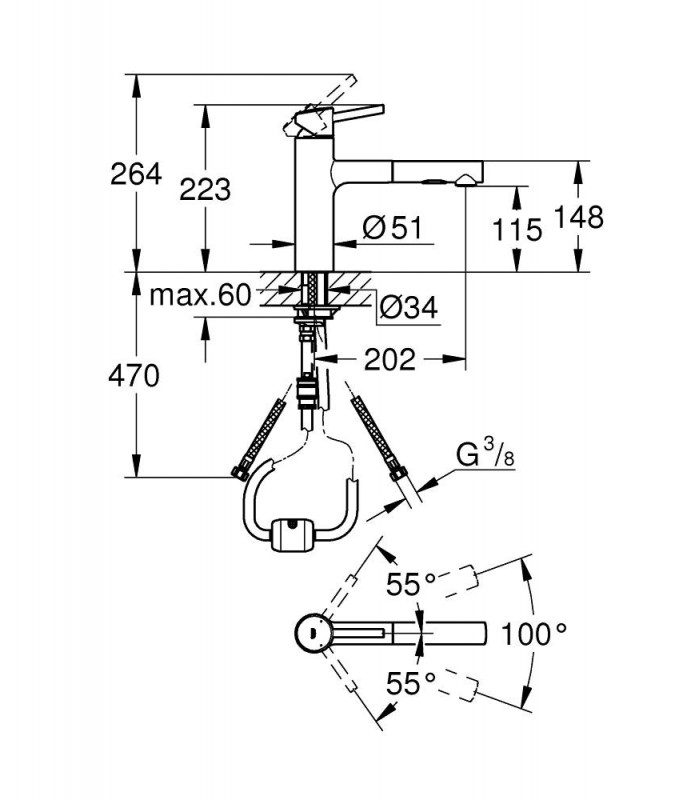 Compra online Concetto freg. caño medio extrible 2j CR Grohe (30273001) en oferta al mejor precio