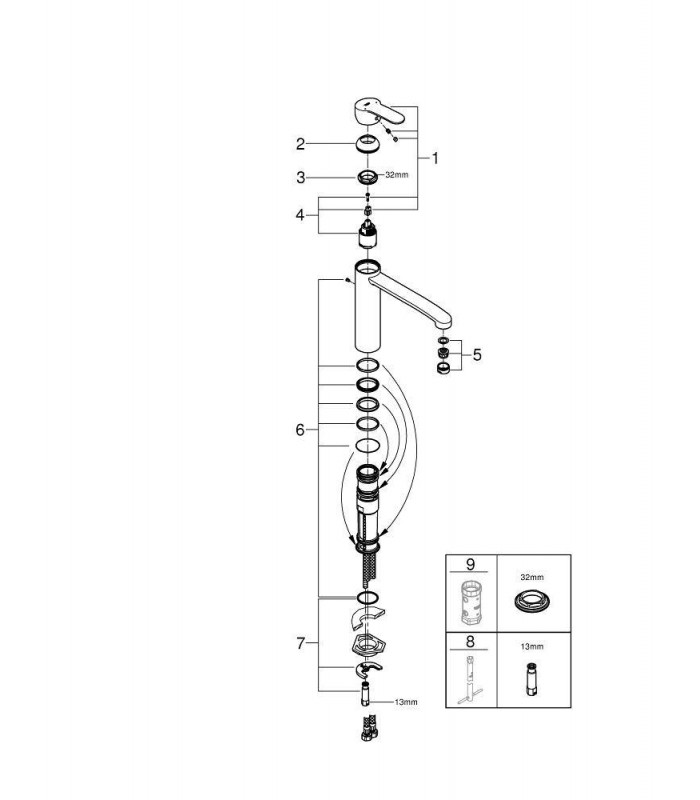 Compra online Eurostyle Cosmo monom pia bica fixa Grohe (31124002) en oferta al mejor precio