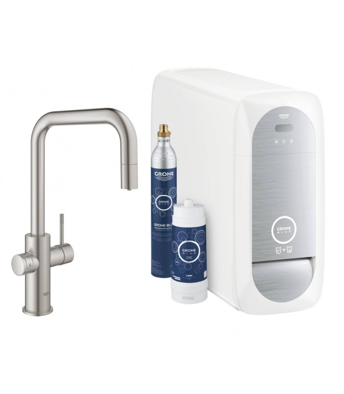 Compra online GROHE Blue Home Bica em U extraível. Supersteel fosco Grohe (31543DC0) en oferta al mejor precio