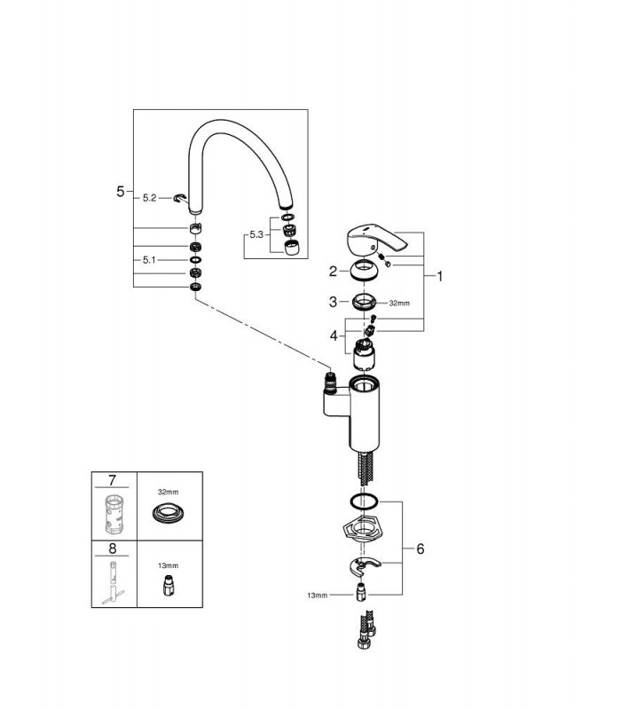 Compra online Eurosmart Monom fregadero caño alto Grohe (33202DC2) en oferta al mejor precio