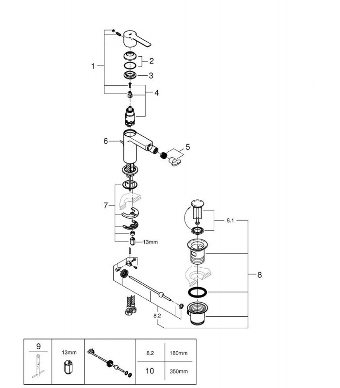 Compra online Bidé linear monom com conjunto de válvulas, DC Grohe (33848DC1) en oferta al mejor precio