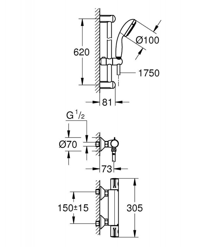 Compra online Conjunto de ducha termostato y sistema Grohe Grohtherm 800 + New Tempesta (34565001) en oferta al mejor precio