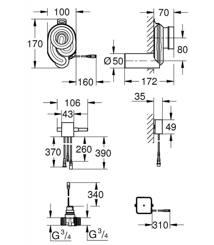 Compra online Sensor temperatura para urinario 240V Grohe (39368000) en oferta al mejor precio