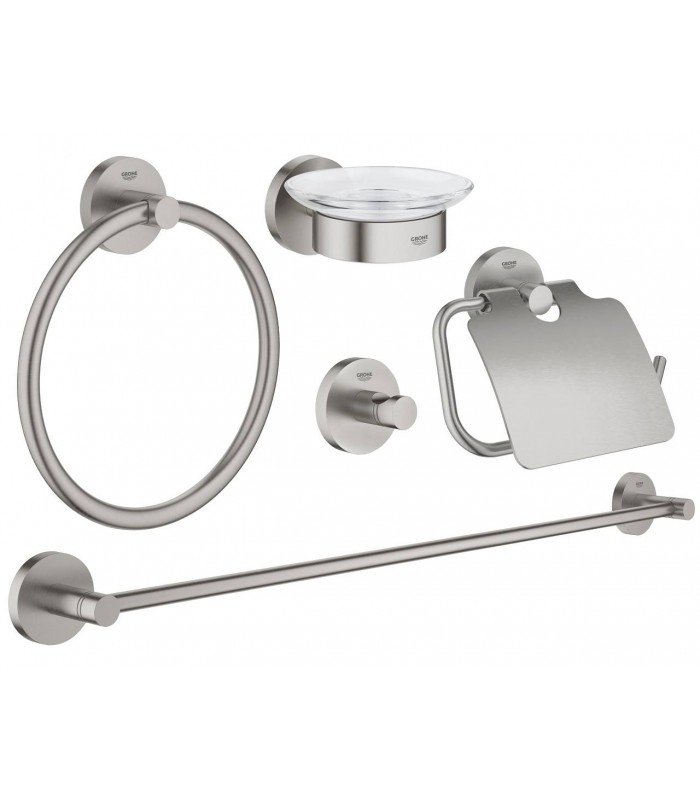 Compra online Conjunto de acessórios Grohe Essentials 5 em 1 Supersteel mate (40344DC1) en oferta al mejor precio