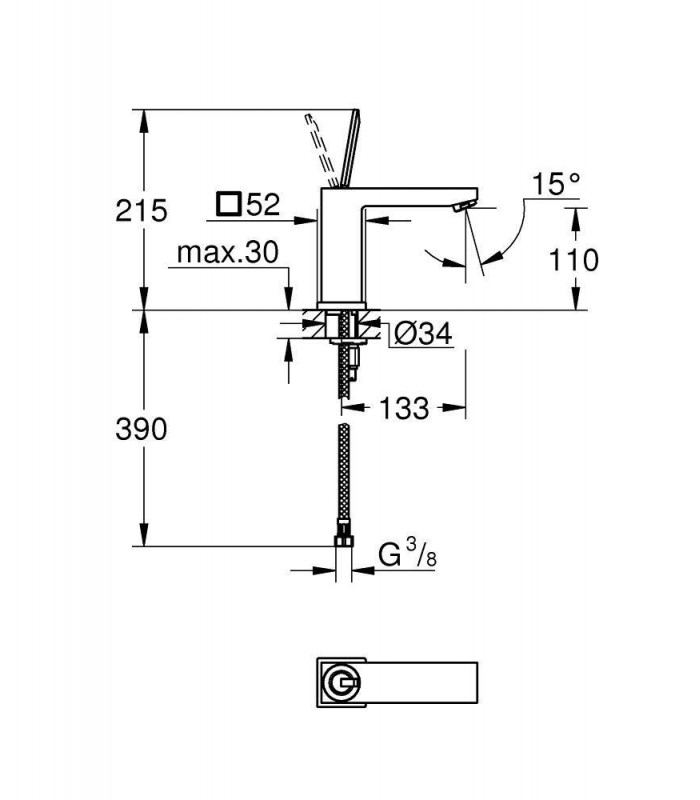 Compra online Grohe Eurocube Joy Monomando de lavabo 1/2" Tamaño M (Ref. 23658000) en oferta al mejor precio
