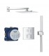 Conjunto completo Grohe: Chuveiro de parede Cube, termostato embutido, conjunto de suporte (34741000)