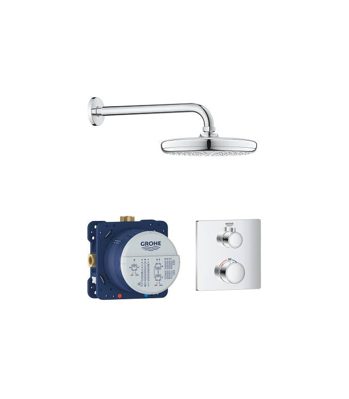Compra online Conjunto completo Grohe Grohtherm Square com termostato embutido de 2 vias e chuveiro de parede de 210 mm (34728000) en oferta al mejor precio