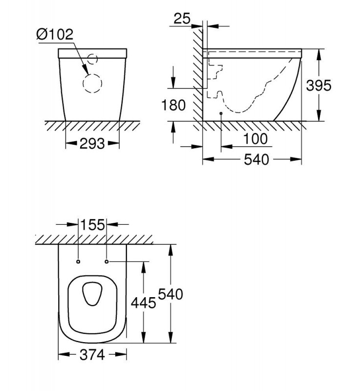 Compra online Piso de vaso sanitário Grohe Euro para tanque alto. Saída universal H (3933900H) en oferta al mejor precio