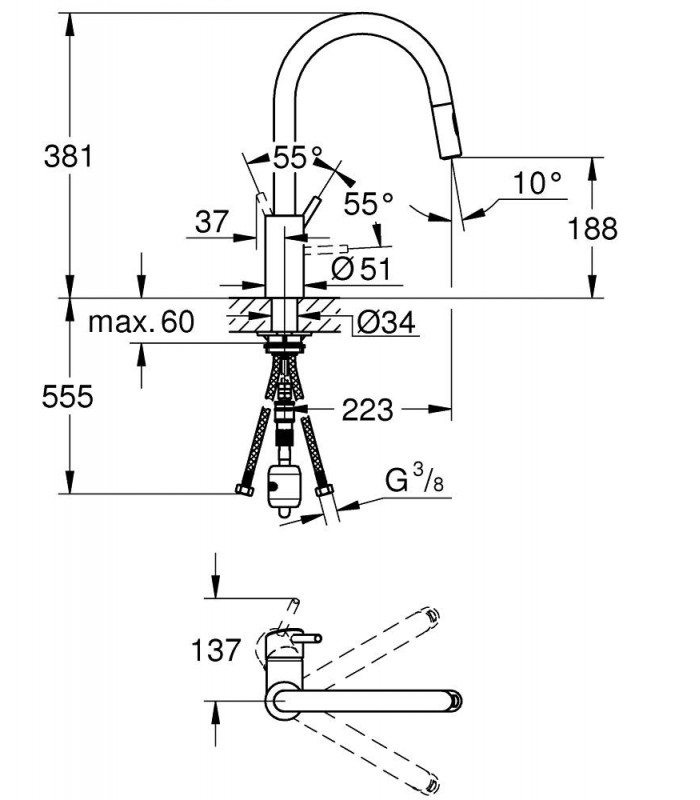 Compra online Lavatório Grohe Concetto Monom jato duplo CR (31483002) en oferta al mejor precio