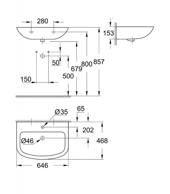 Compra online Lavatório suspenso Grohe BAU 65 (39420000) en oferta al mejor precio