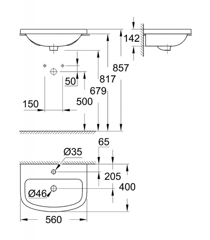 Compra online Lavatório embutido Grohe BAU55 (39422000) en oferta al mejor precio